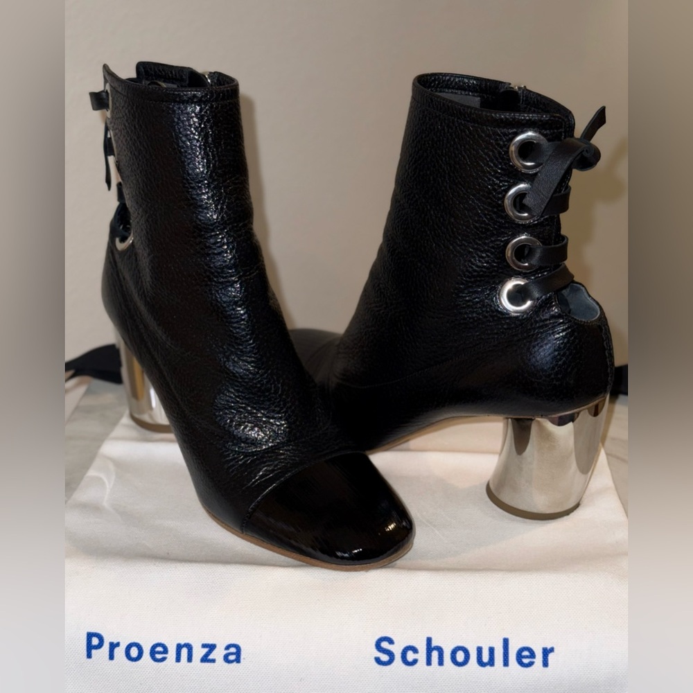 Proenza Schouler Curved-Heel Leather Ankle Boots